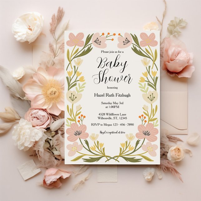 Invitación Baby Shower de Flores Pastel Suaves (Subido por el creador)