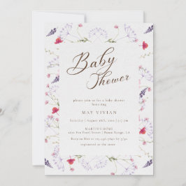Invitación Baby Shower de flores silvestres de color de agua 