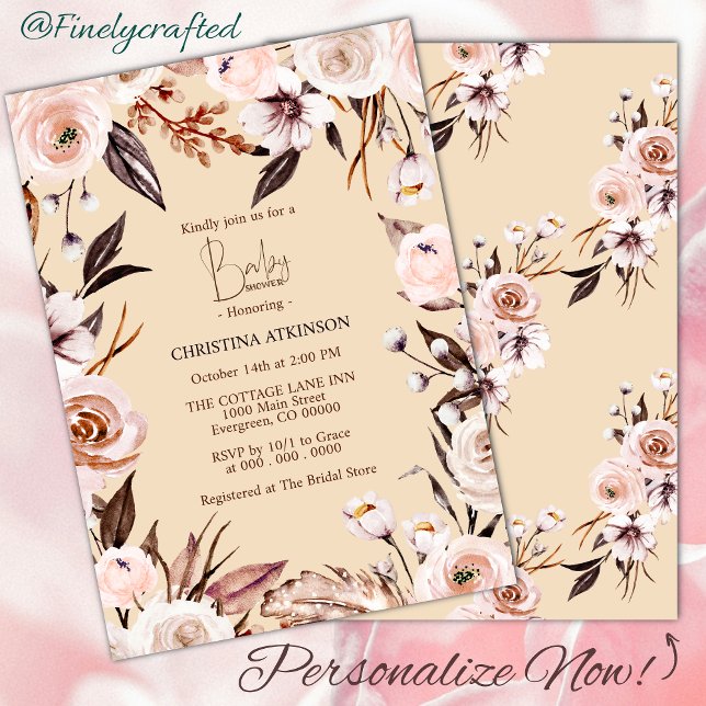 Invitación Baby Shower de flores silvestres de la naturaleza  (Subido por el creador)