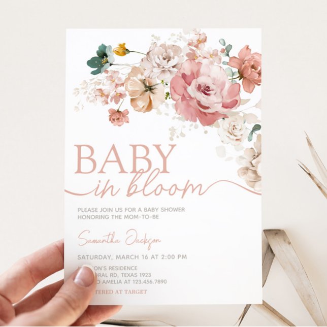 Invitación Baby Shower de flores silvestres de primavera (Summer Floral Baby Shower Invitation)