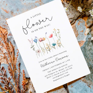 Invitación Baby Shower de flores silvestres de tallo largo mi