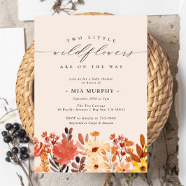 Invitación Baby Shower de flores silvestres gemelas