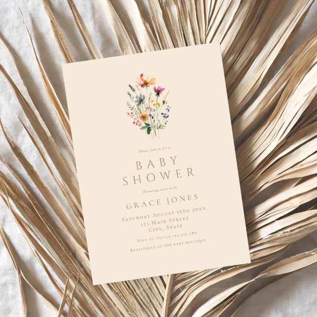 Invitación Baby Shower de flores silvestres minimalistas (Subido por el creador)
