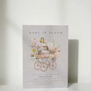 Invitación Baby Shower de flores silvestres rosadas