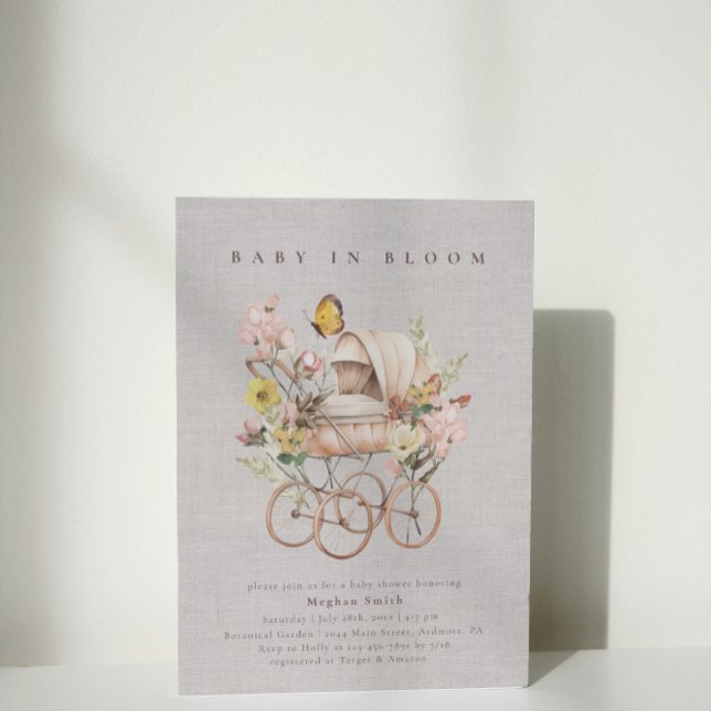 Invitación Baby Shower de flores silvestres rosadas (Subido por el creador)