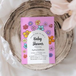 Invitación Baby Shower de Flores singulares - Peach & Pastel