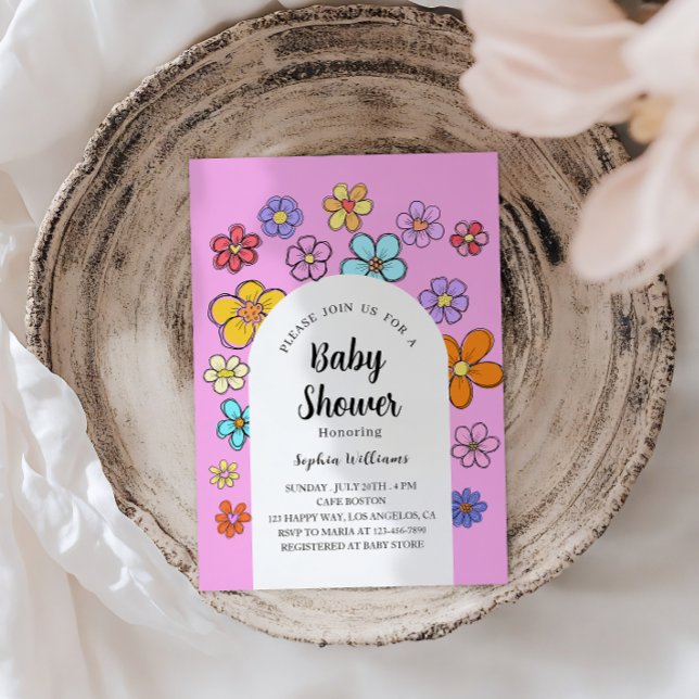 Invitación Baby Shower de Flores singulares - Peach & Pastel (Subido por el creador)