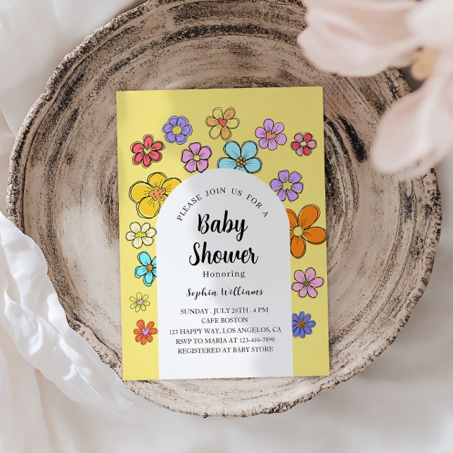 Invitación Baby Shower de Flores singulares - Peach & Pastel (Subido por el creador)