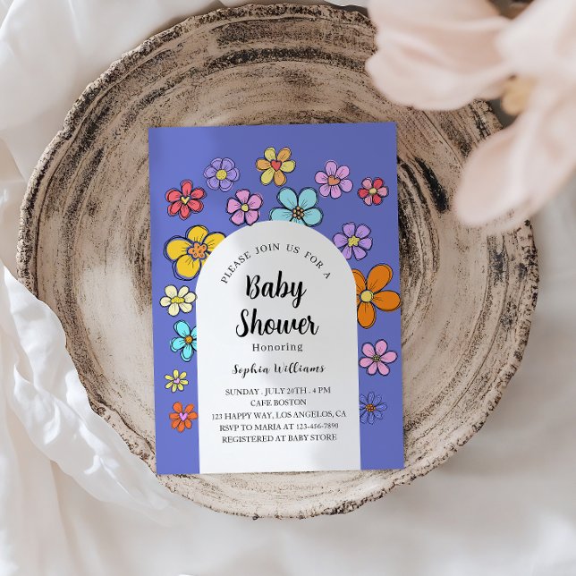 Invitación Baby Shower de Flores singulares - Peach & Pastel (Subido por el creador)