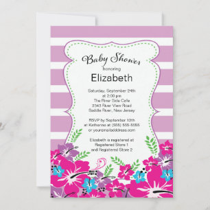 Invitación Baby Shower de flores tropicales modernas de hibis