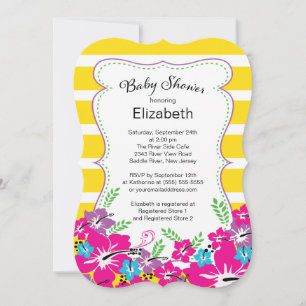 Invitación Baby Shower de flores tropicales modernas de hibis