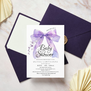 Invitación Baby Shower de flores y arándanos de lavanda moder