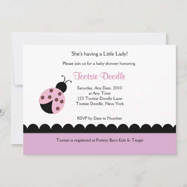 Invitación Baby Shower de Flower Bug Lady Bug (Anverso)