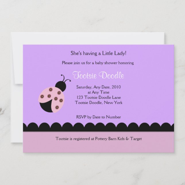 Invitación Baby Shower de Flower Bug Lady Bug (Anverso)