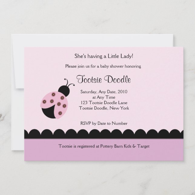 Invitación Baby Shower de Flower Bug Lady Bug (Anverso)