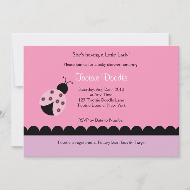 Invitación Baby Shower de Flower Bug Lady Bug (Anverso)