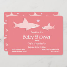 Baby Shower de fondo rosado sólido de tiburones cu
