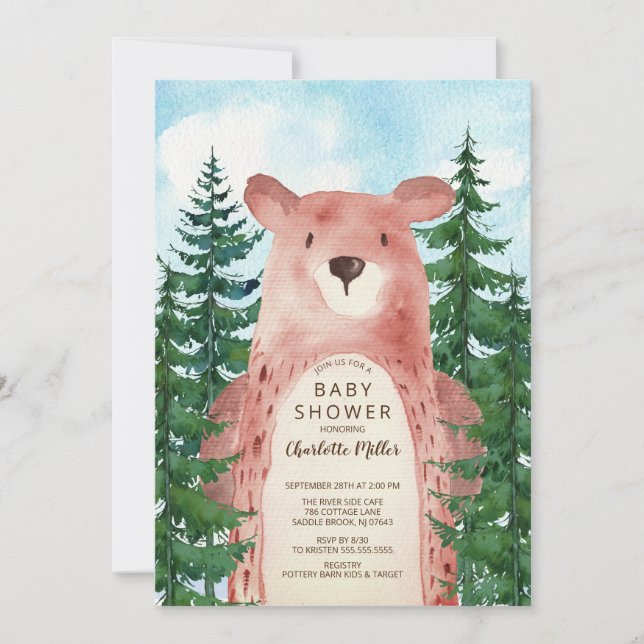 Invitación Baby Shower de Forest Adventure Bear Bo (Anverso)
