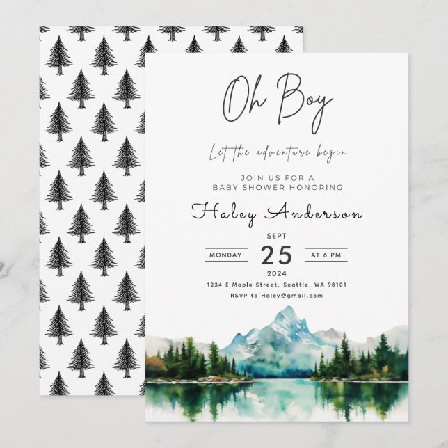 Invitación Baby Shower de Forest Adventure Boy (Anverso / Reverso)