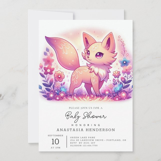 Invitación Baby Shower de Fox mágico moderno (Anverso)