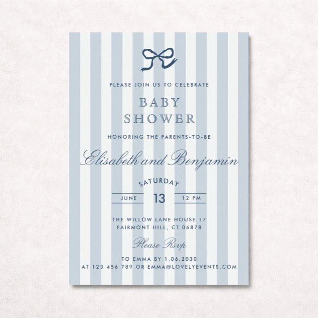 Invitación Baby Shower de franjas y bocas azules f (Subido por el creador)