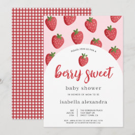 Invitación Baby Shower de fresa dulce de Berry rosa