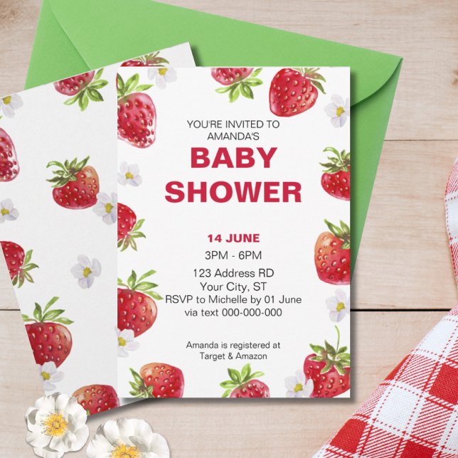 Invitación Baby Shower de fresa dulce de verano (Subido por el creador)