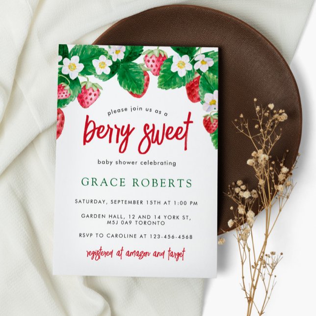 Invitación Baby Shower de Fresa Dulce Verano Fresa  (Subido por el creador)