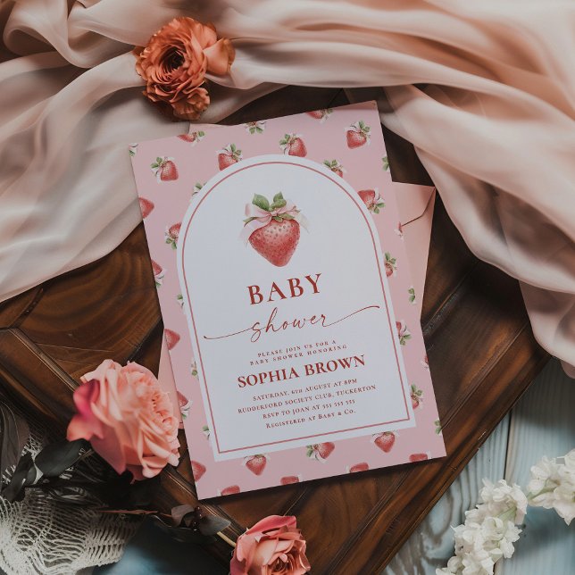 Invitación Baby Shower de fresa moderna (Subido por el creador)