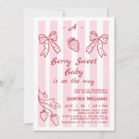 Baby Shower de fresa roja dibujada a mano