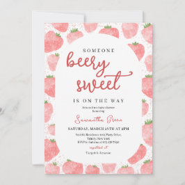 Invitación Baby Shower de fresa rosa