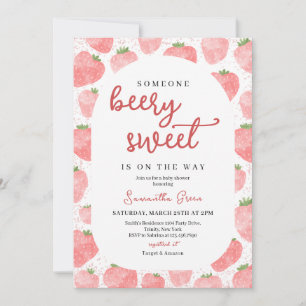 Invitación Baby Shower de fresa rosa