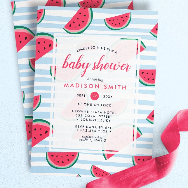 Invitación Baby Shower de fruta verde rosa de verano de la sa (Subido por el creador)