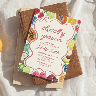 Invitación Baby Shower de frutas cultivadas localmente