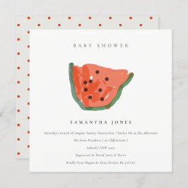Invitación Baby Shower de frutas de sandía drenada a mano mod