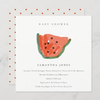 Invitación Baby Shower de frutas de sandía drenada a mano mod
