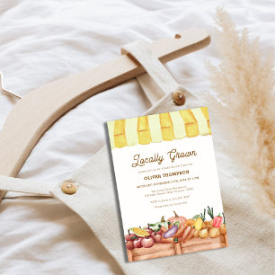 Invitación Baby Shower de frutas de verduras cultivadas local