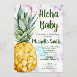 Invitación Baby Shower de frutas tropicales de verano de piña