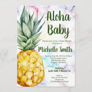 Invitación Baby Shower de frutas tropicales de verano de piña