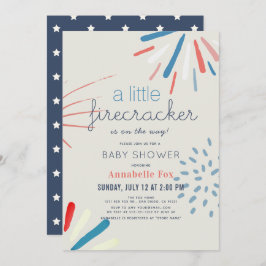 Invitación Baby Shower de fuegos artificiales del 4 de julio
