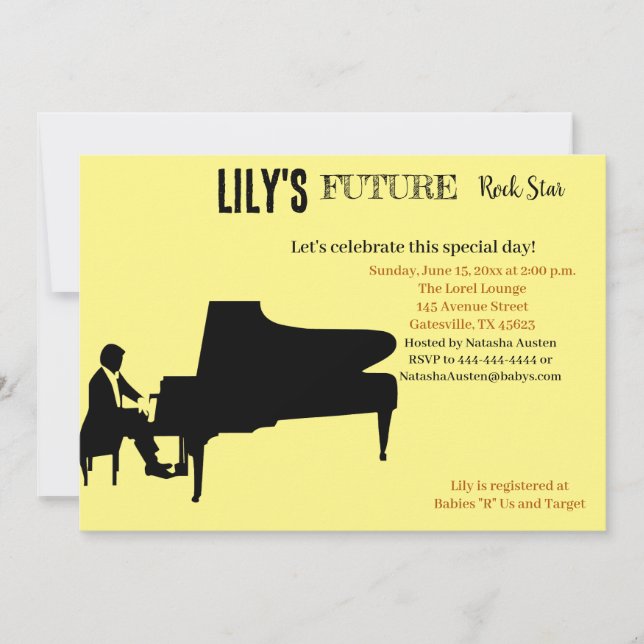 Invitación Baby Shower de Future Rock Star (Anverso)