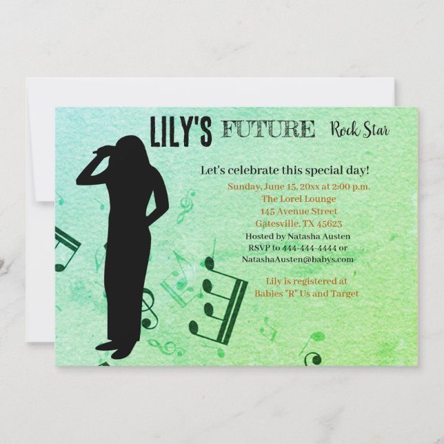Invitación Baby Shower de Future Rock Star (Anverso)