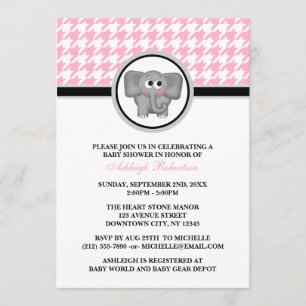 Invitación Baby Shower de gallos blancos y rosados