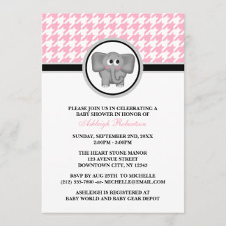 Invitación Baby Shower de gallos blancos y rosados