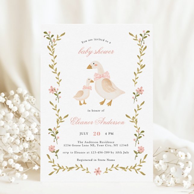 Invitación Baby Shower de ganso sinusal rosado (Subido por el creador)