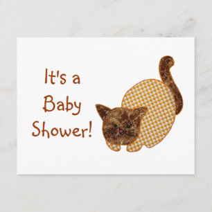 Invitación Baby Shower de gato amarillo estilo país