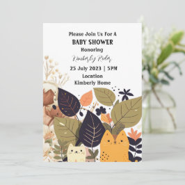 Invitación Baby Shower de gato bohemio