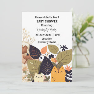 Invitación Baby Shower de gato bohemio