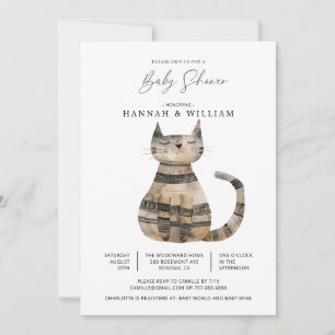 Invitación Baby Shower de gato de punto corto