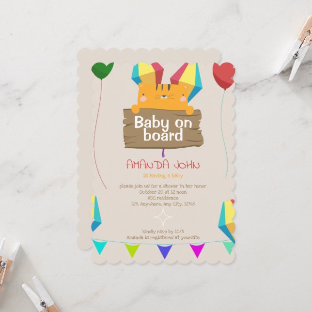 Invitación Baby Shower de gato para bebé (Anverso/Reverso In Situ)
